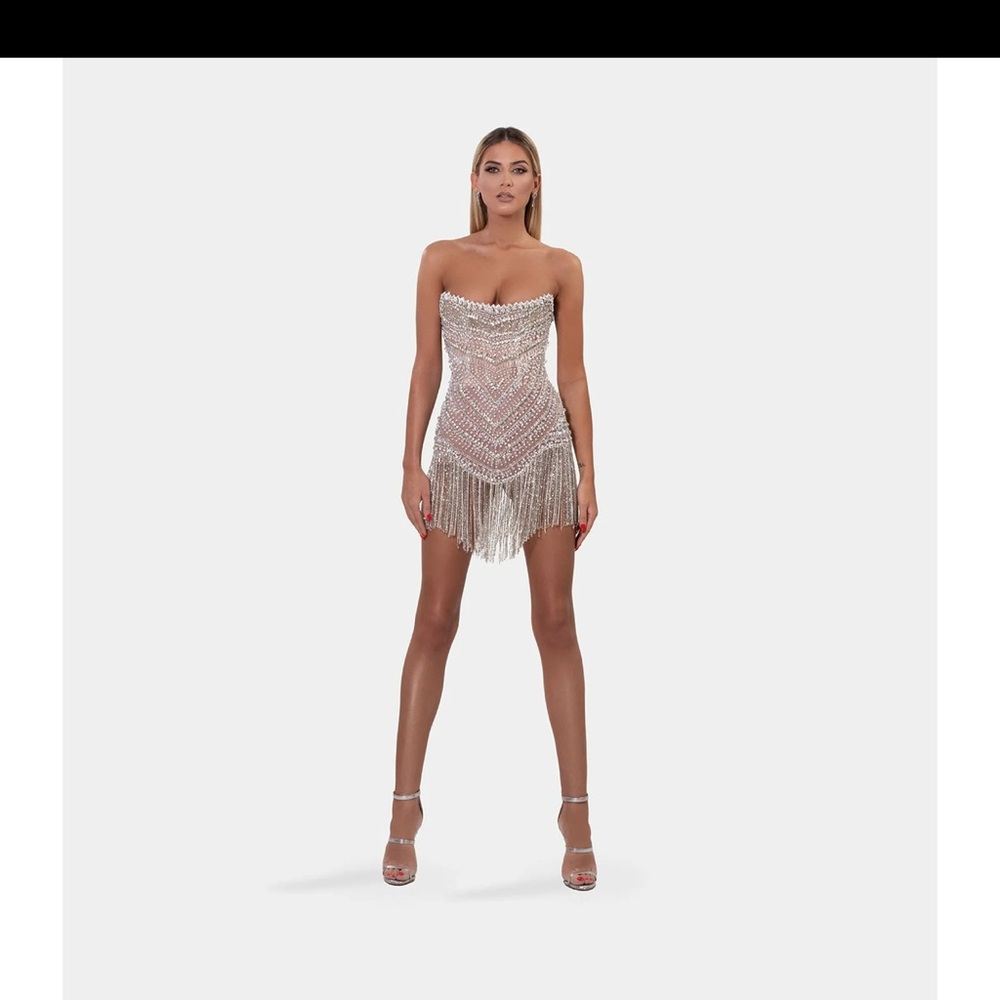 Corset silver short dress in S